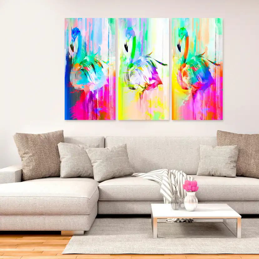Tavla - Colourful Flamingos (3 Parts) 120x80 120x80 cm