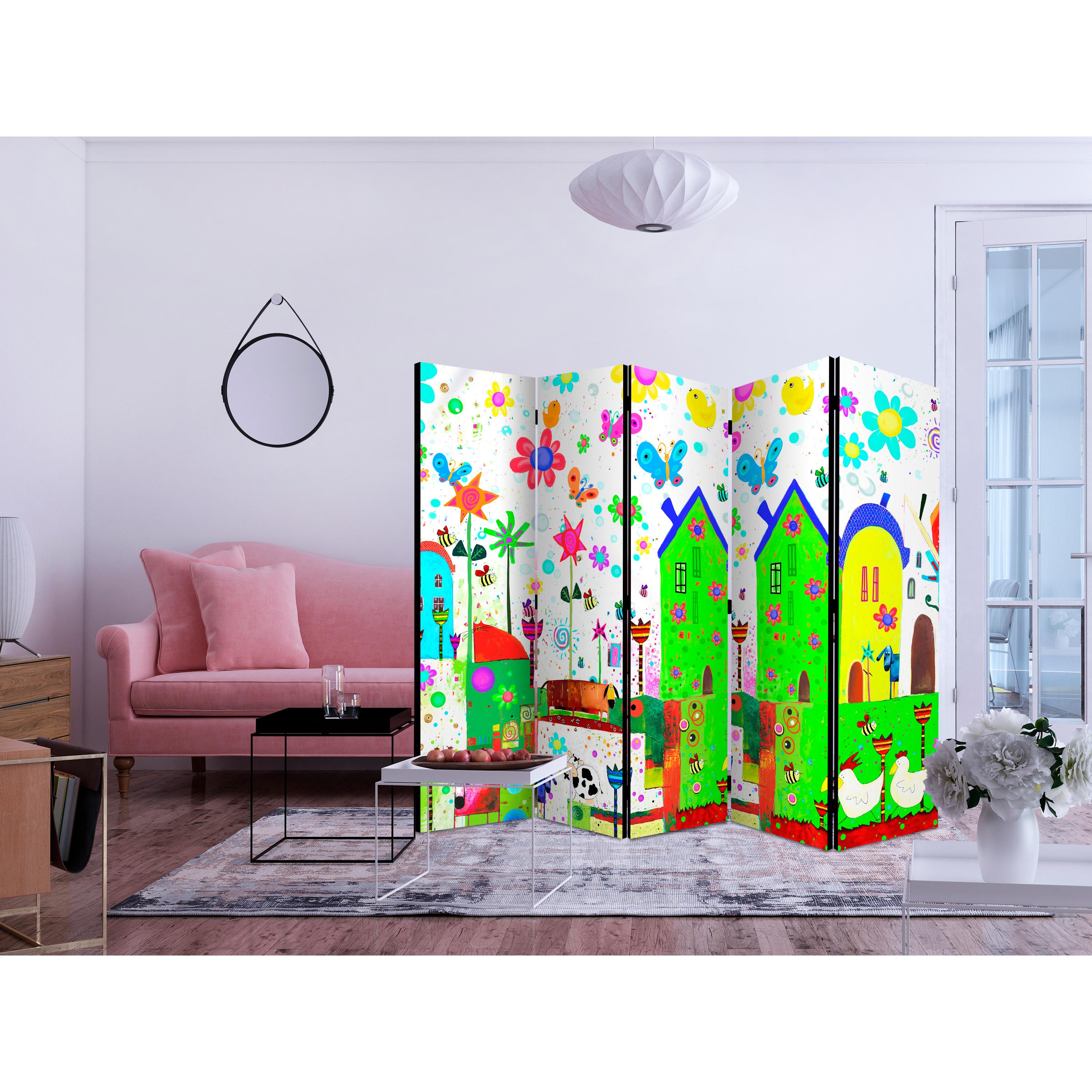 Rumsavdelare Skärmvägg Arkiio Happy Farm II Flerfärgad 225x172 cm