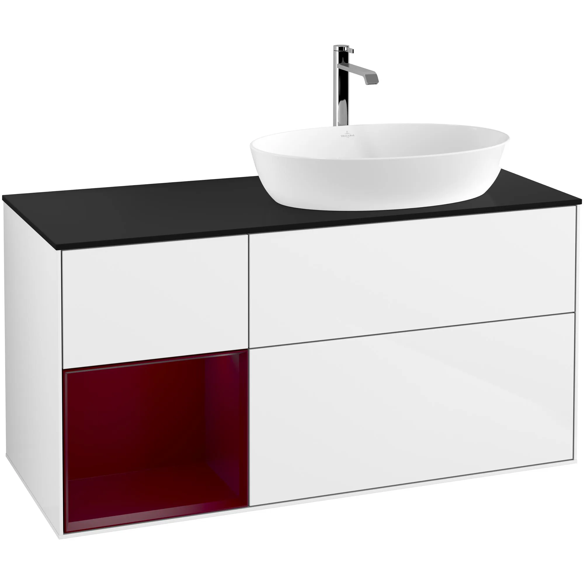 Tvättställsskåp Villeroy & Boch Finion med 3 Lådor Hylla och Bänkskiva för Ocentrerat Tvättställ från Artis & Collaro