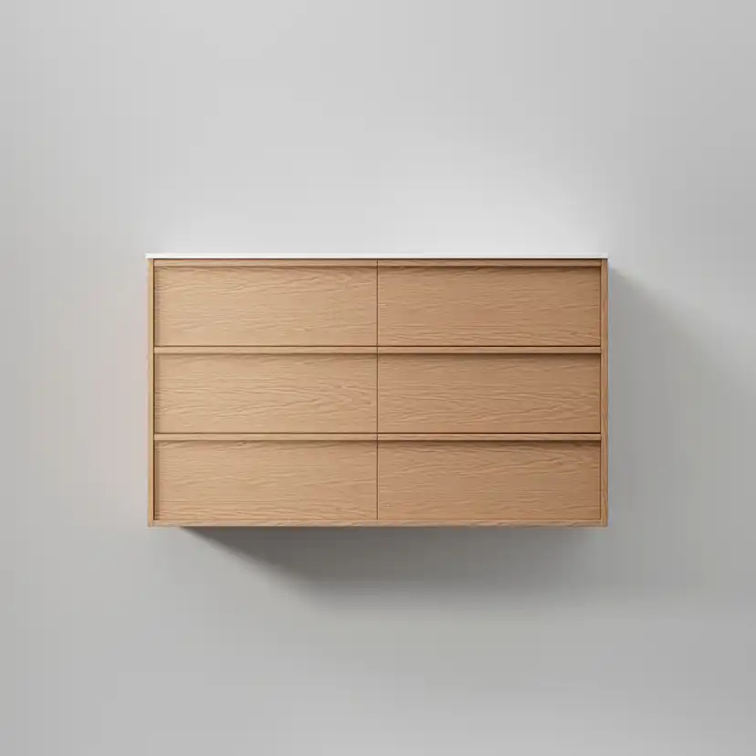 Kommod Terra Carve 120 D, Natural Oak, 6 Lådor Färg: Natural Oak, Bredd: 1200 mm