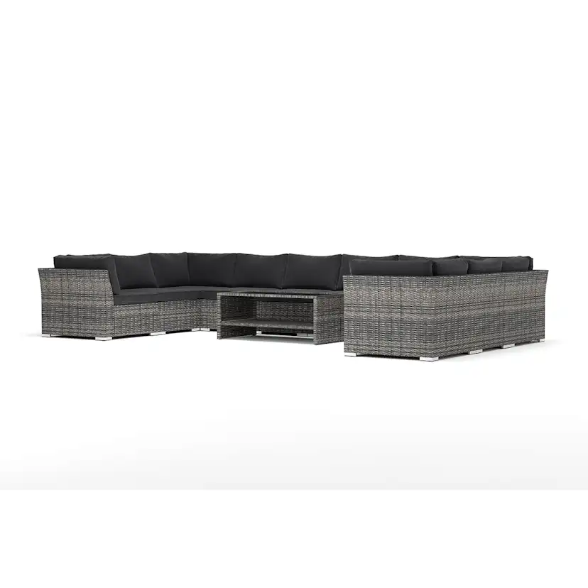 Loungesoffa Comfort Garden Wisconsin utomhus U-soffa 10-sits med stängt avslut