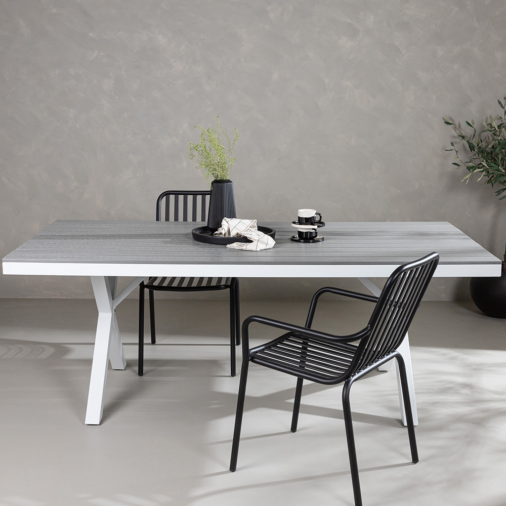 Garcia Diningtable Alumnium - White / Light Grey Aintwood / Grå