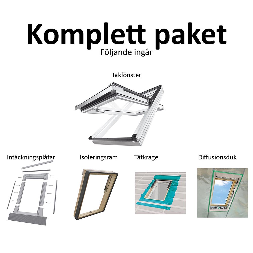 Takfönster Fakro Premium Pivåhängt 2-Glas Aluminium
