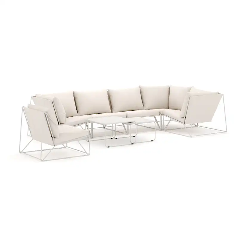 Loungesoffa Comfort Garden Usteryd utomhus hörnsoffa Schäslong 6-sits vändbar med fåtölj