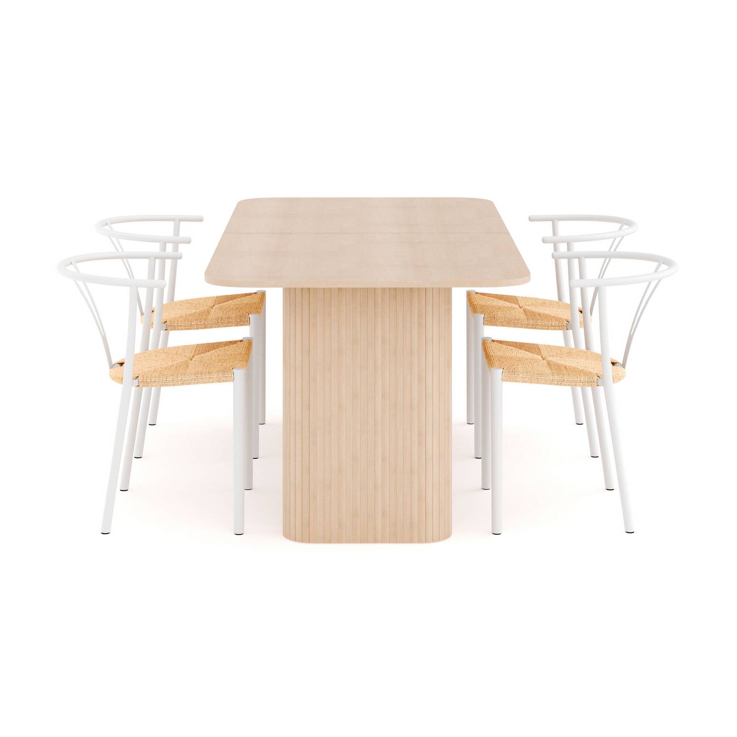 Matgrupp Bark Kopparbo Rektangulärt Matbord 180-240 cm Förlängningsbartt med 4 Elysia Matstol