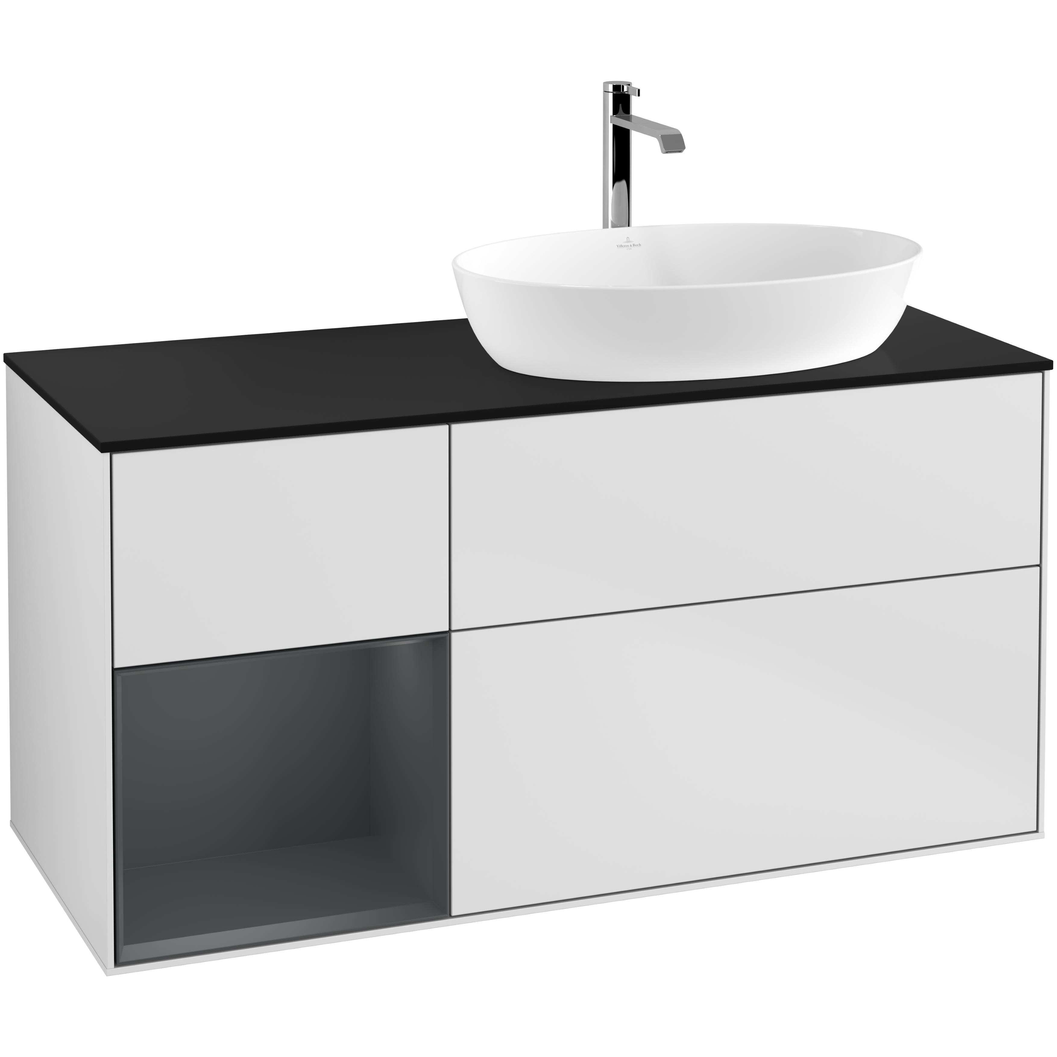 Tvättställsskåp Villeroy & Boch Finion med 3 Lådor Hylla och Bänkskiva för Ocentrerat Tvättställ från Artis & Collaro