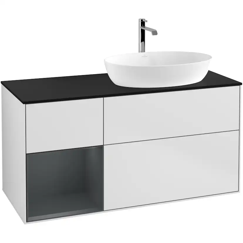 Tvättställsskåp Villeroy & Boch Finion med 3 Lådor Hylla och Bänkskiva för Ocentrerat Tvättställ från Artis & Collaro