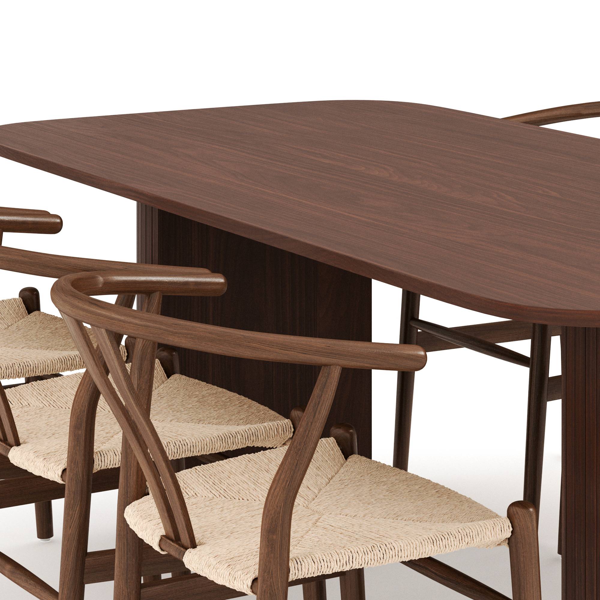 Matgrupp Bark Kopparbo Rektangulärt Matbord 200 cm med 6 Dastoori Matstol Brun