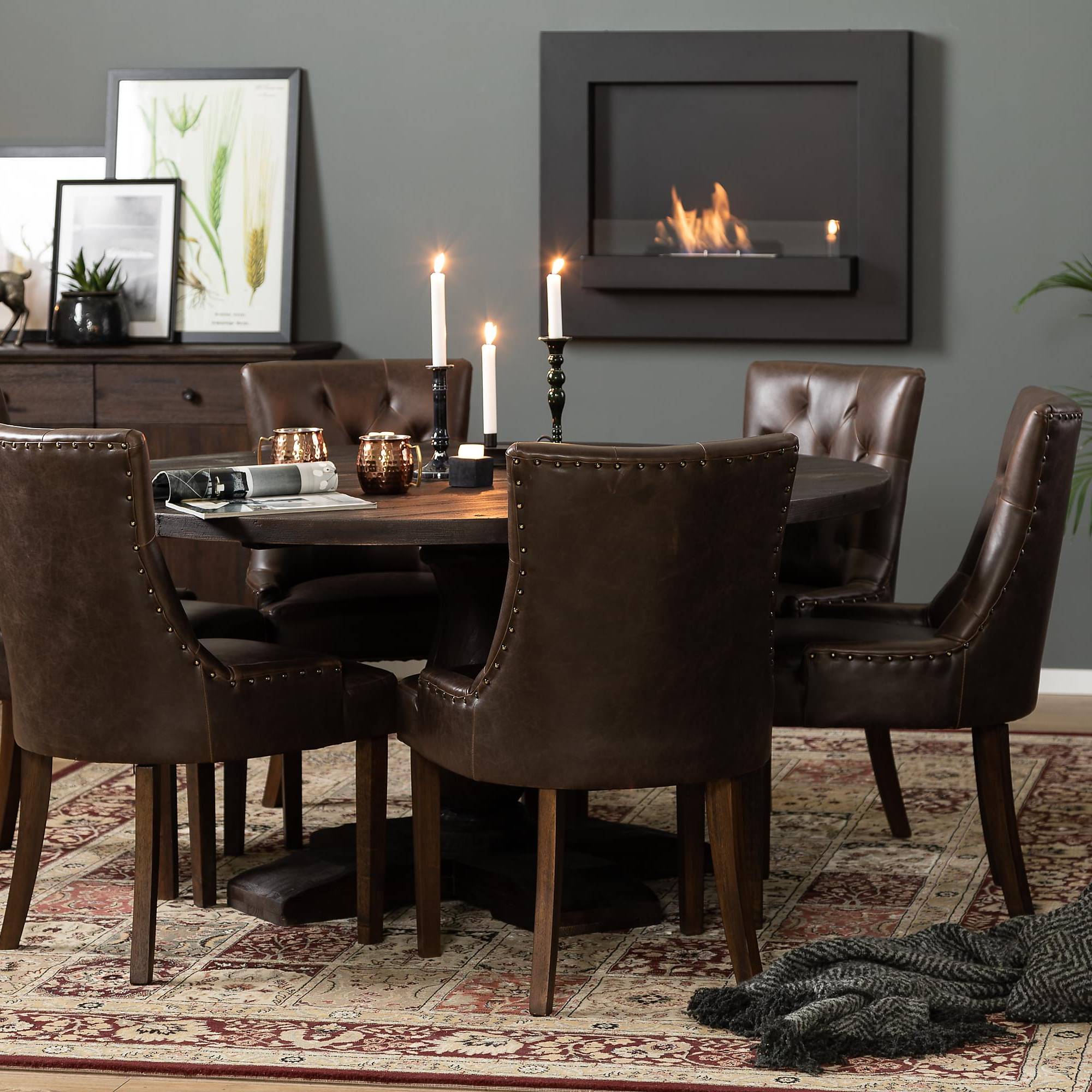 Matgrupp Bloomington Dijon Runt Matbord 150 cm med 6 Tuva Matstol