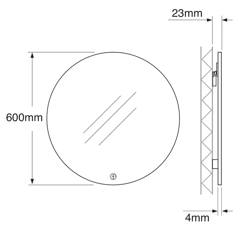 Spegel Gustavsberg Rund 60 cm Diameter: 600 mm