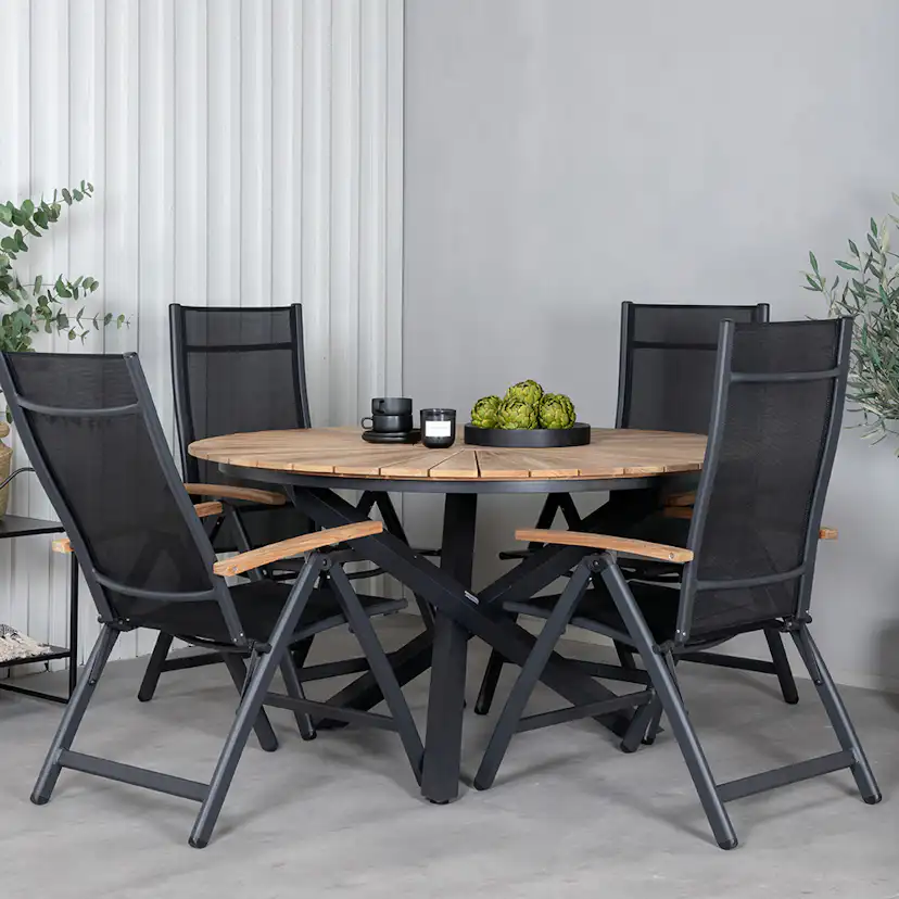 Matgrupp Venture Home Meya med 4 Perla Positionsstolar