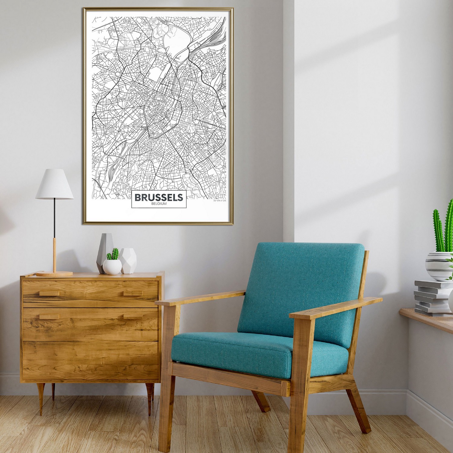 Poster Artgeist Affisch Map of Brussels