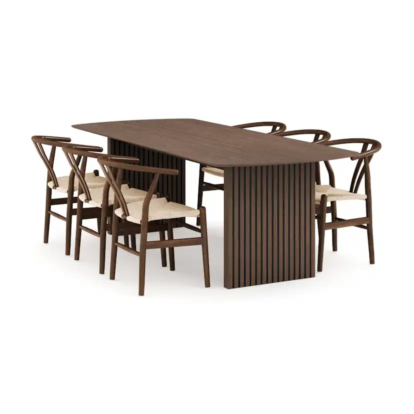 Matgrupp Bark Richeto Rektangulärt Matbord 240 cm med 6 Dastoori Matstol