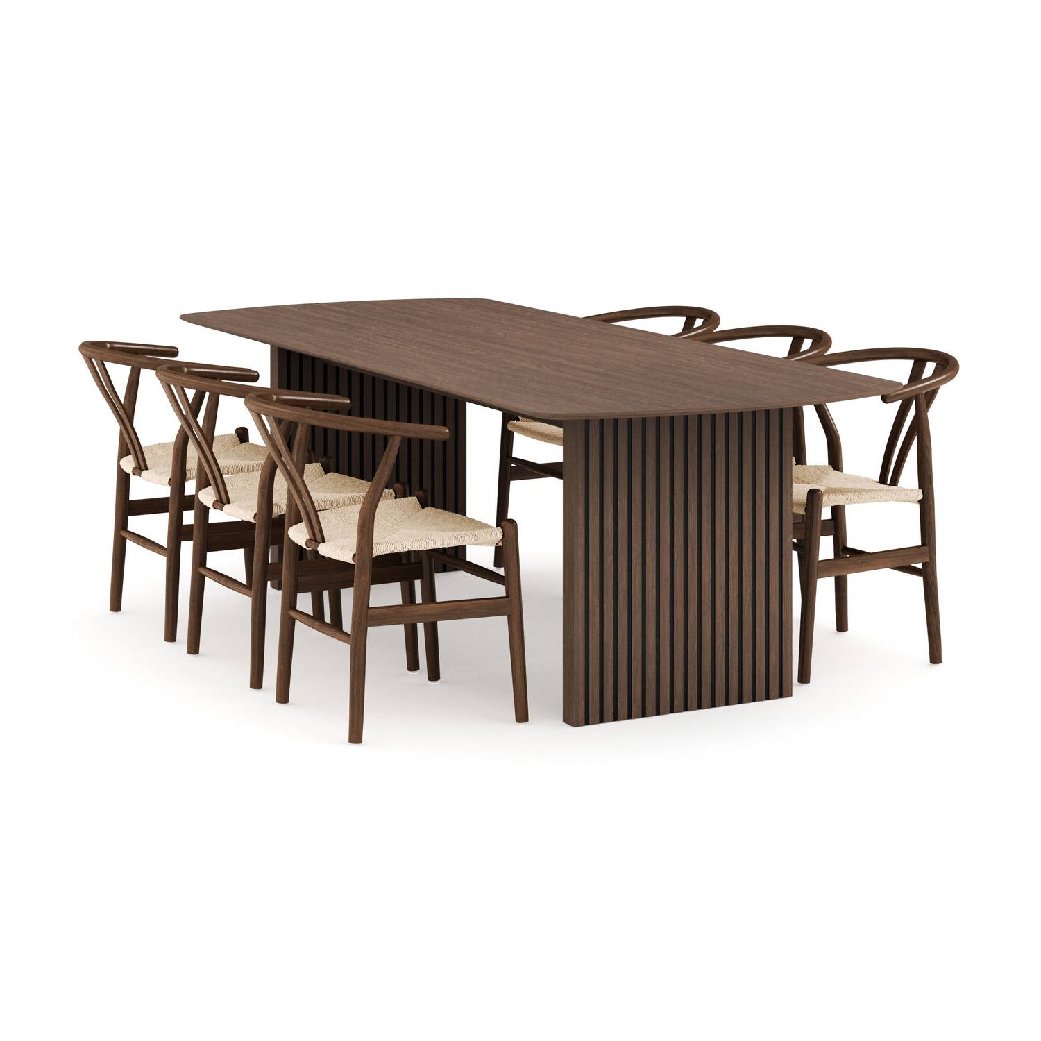 Matgrupp Bark Richeto Rektangulärt Matbord 240 cm med 6 Dastoori Matstol