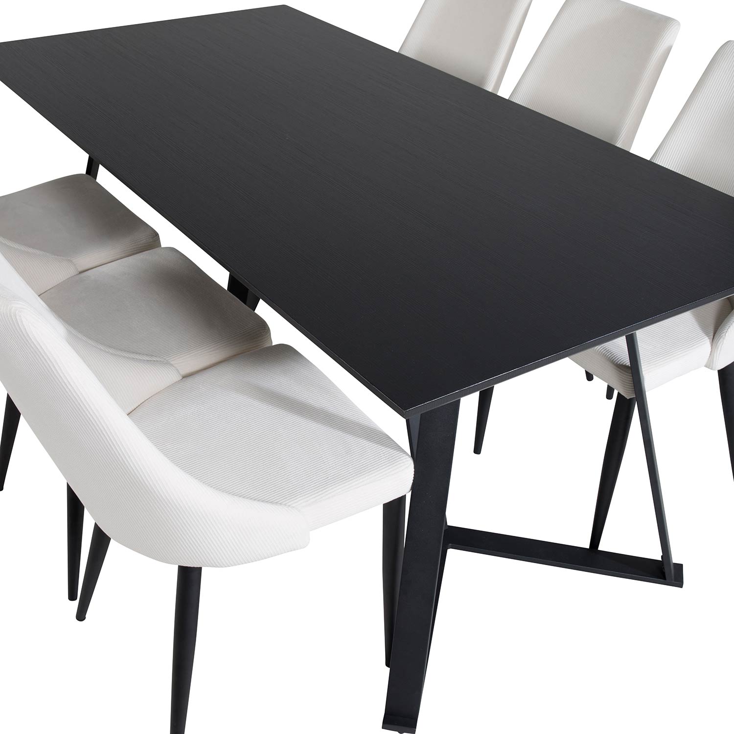 Marina Table - Black top /Leone Chair - Beige / Black_6 Svart/Beige
