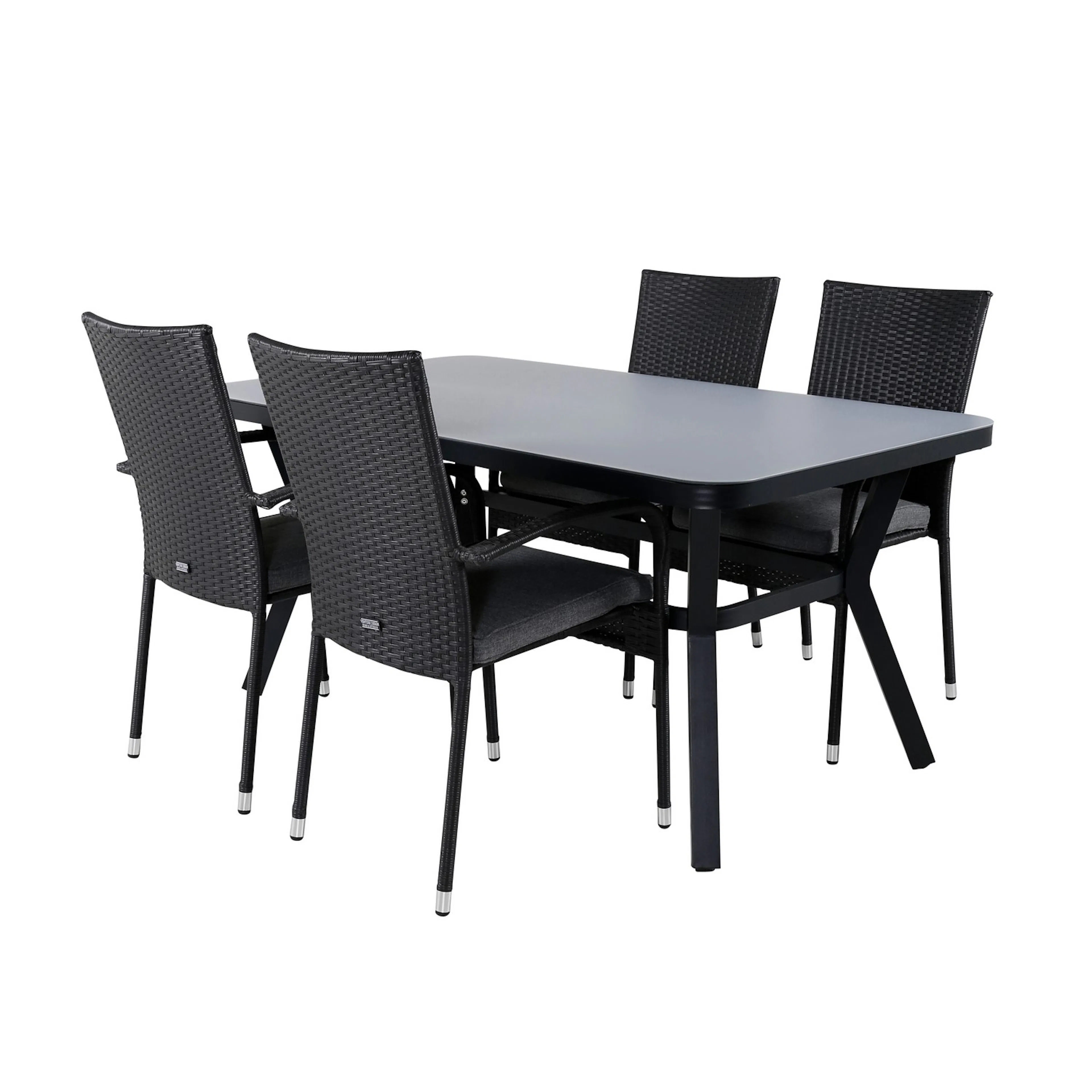 Virya Dining Table - BLACK Alu / Grey Glass - small table+An Svart