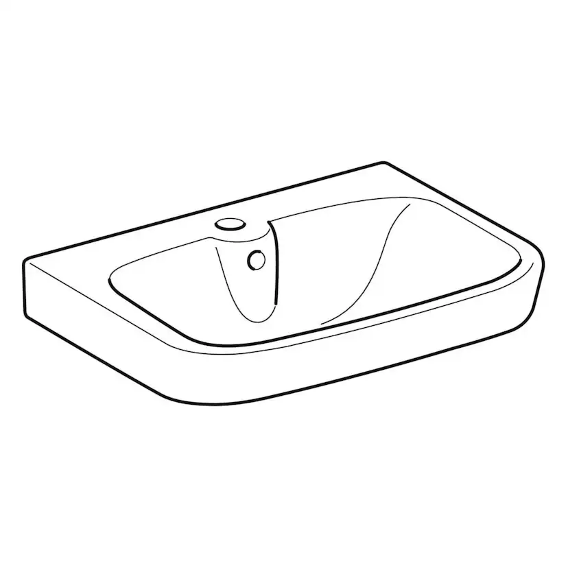 Vinta tvättställ: Vit/Clean, 60x44cm, Kranhå, Överfyllnad Bredd: 600 mm