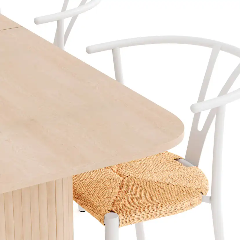Matgrupp Bark Kopparbo Rektangulärt Matbord 180-240 cm Förlängningsbartt med 4 Elysia Matstol