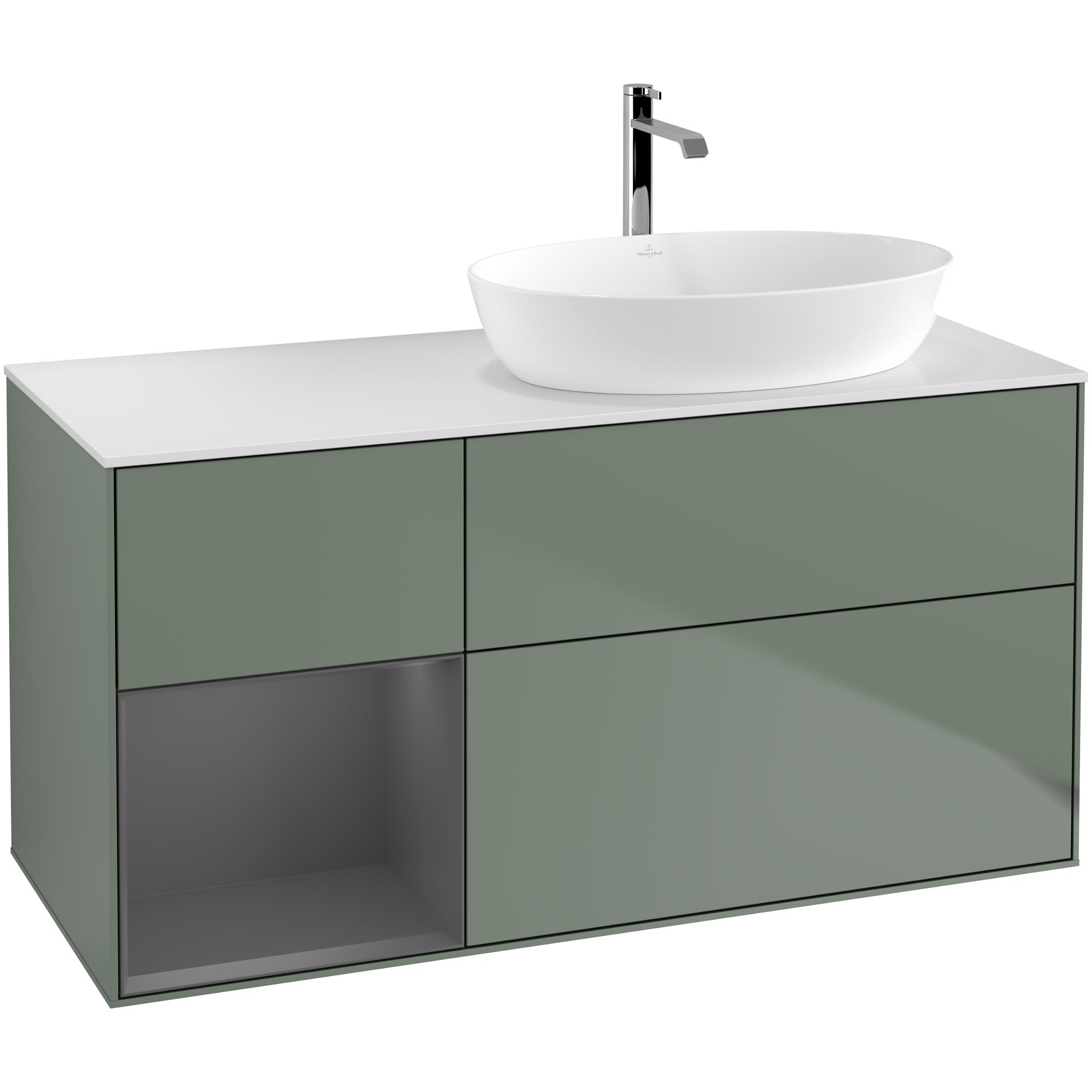 Tvättställsskåp Villeroy & Boch Finion med 3 Lådor Hylla och Bänkskiva för Ocentrerat Tvättställ från Artis & Collaro