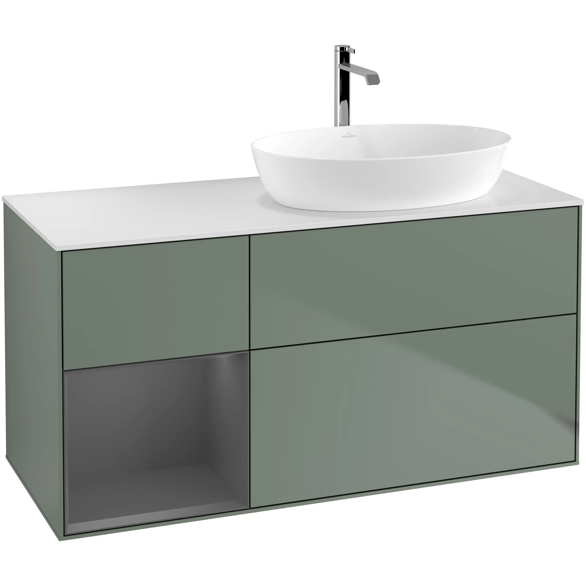 Tvättställsskåp Villeroy & Boch Finion med 3 Lådor Hylla och Bänkskiva för Ocentrerat Tvättställ från Artis & Collaro