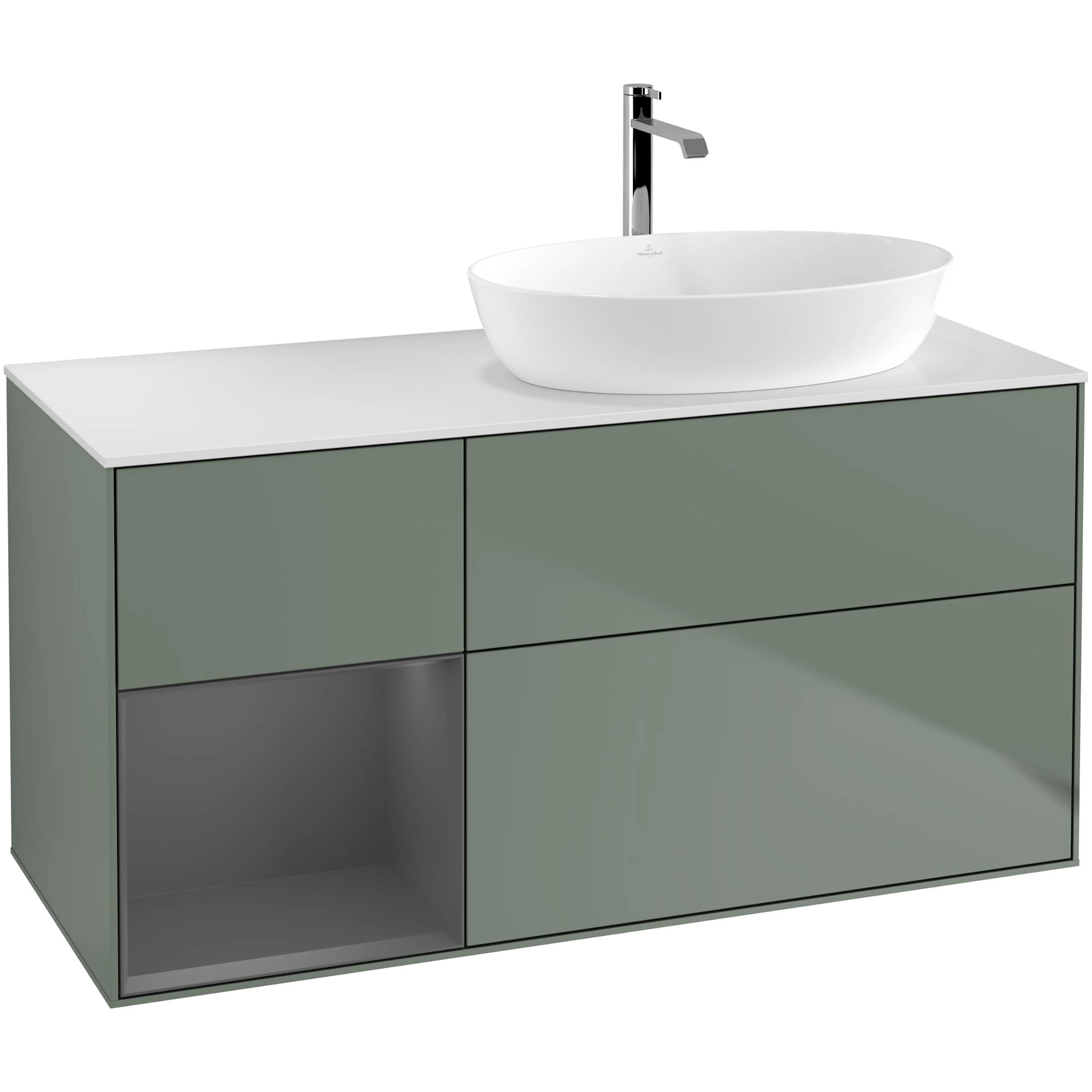 Tvättställsskåp Villeroy & Boch Finion med 3 Lådor Hylla och Bänkskiva för Ocentrerat Tvättställ från Artis & Collaro