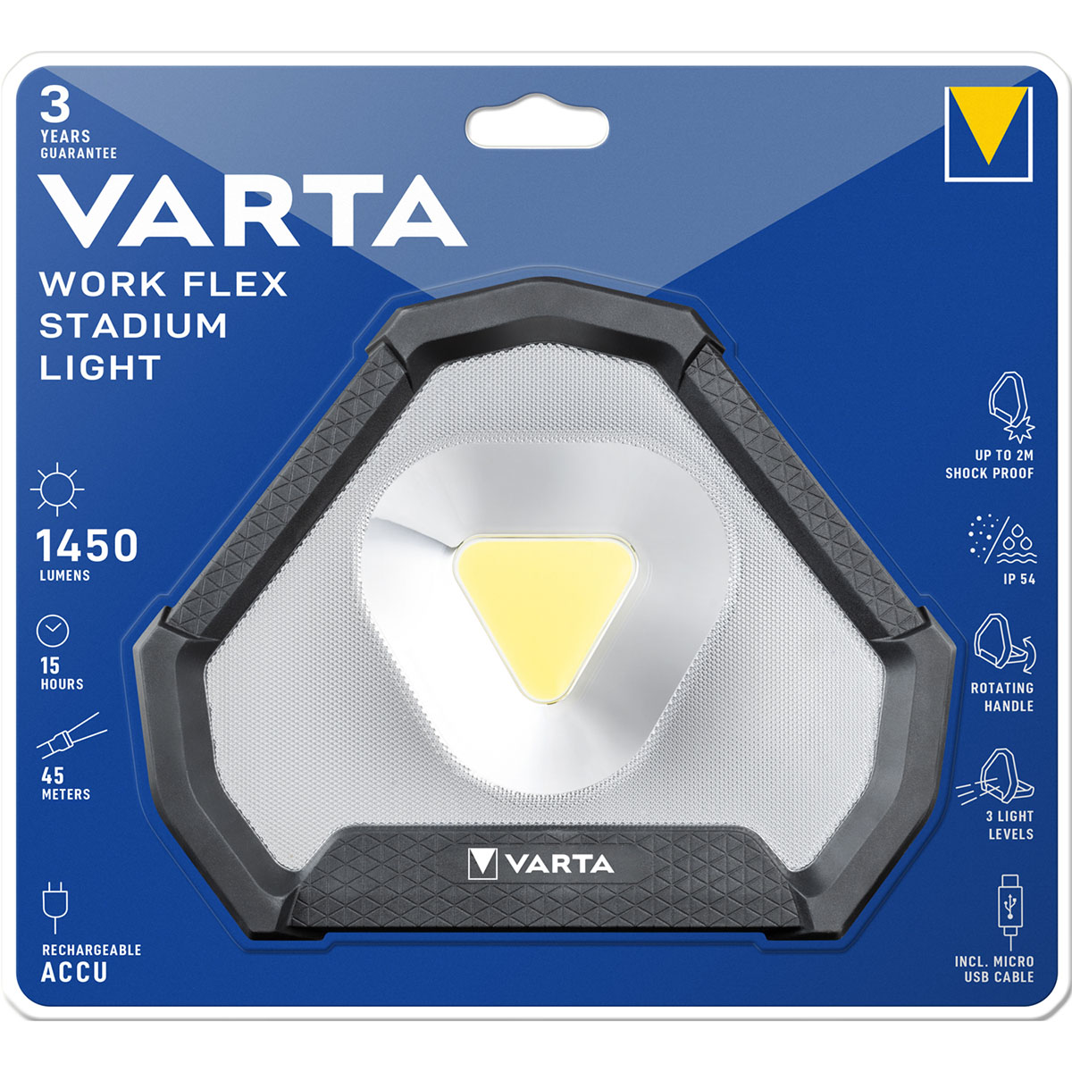 Arbetsbelysning Varta Work Flex Stadium Light Uppladdningsbar IP54