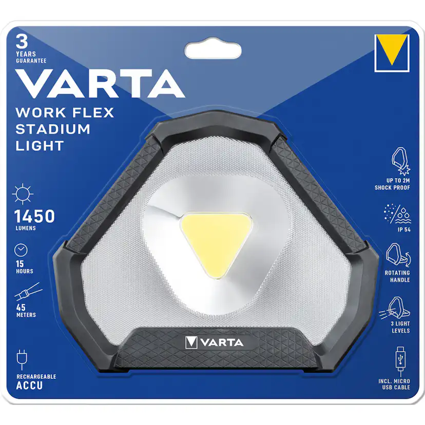 Arbetsbelysning Varta Work Flex Stadium Light Uppladdningsbar IP54