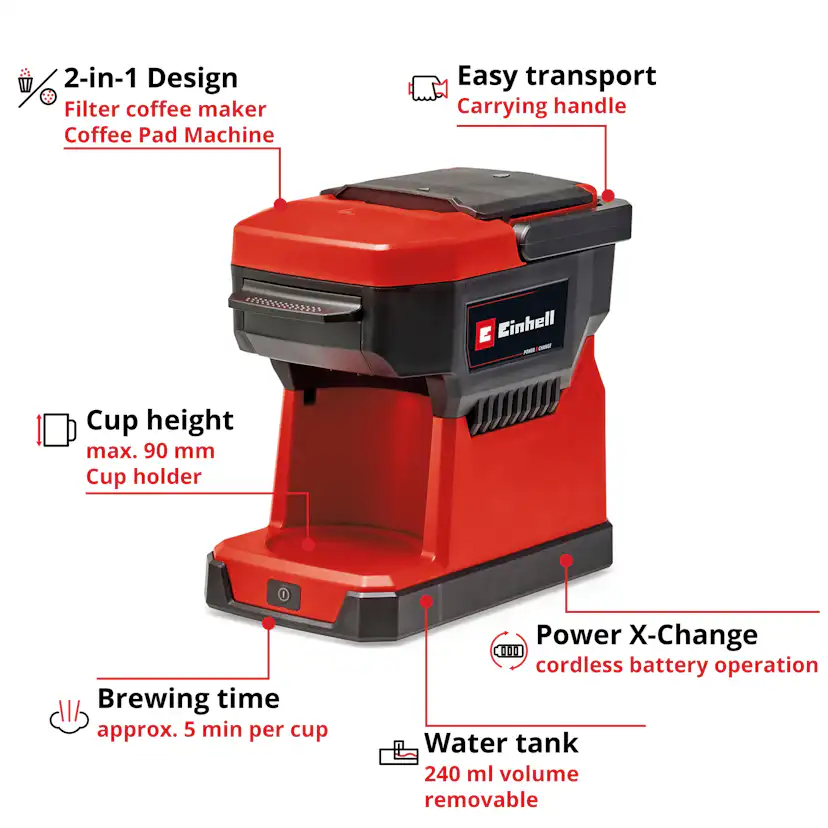 Kaffemaskin Einhell TE-CF 18 Li-Solo Sladdlös utan Batteri