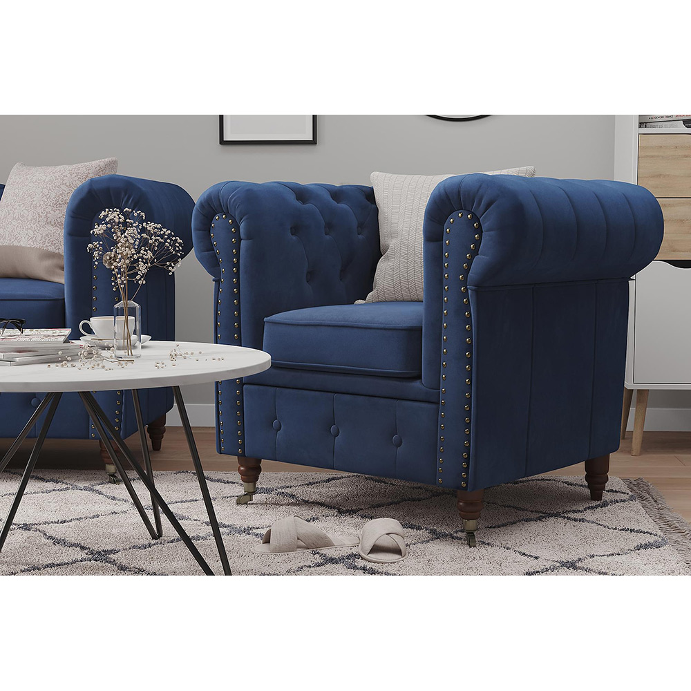 Chesterfield Deluxe Fåtölj Petrolblå