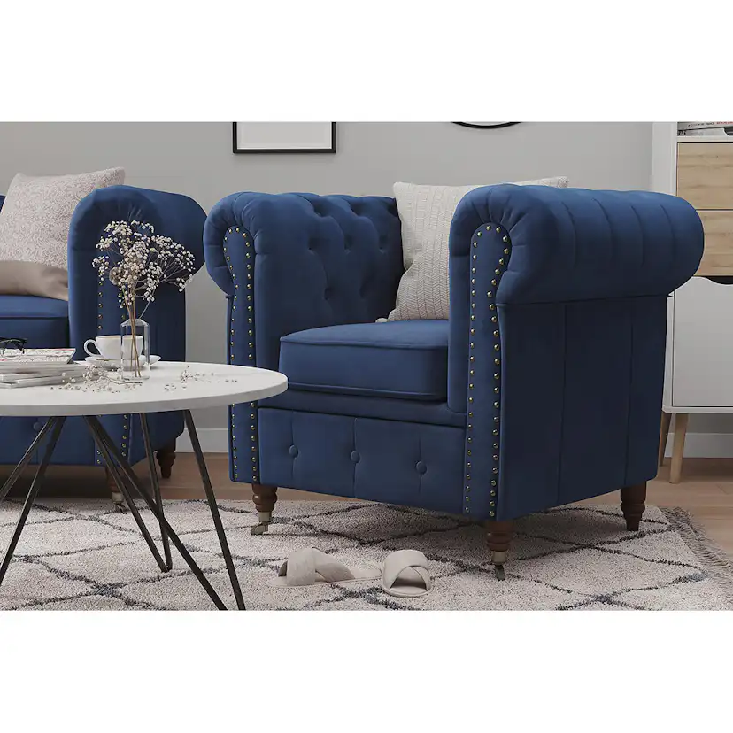Chesterfield Deluxe Fåtölj Petrolblå