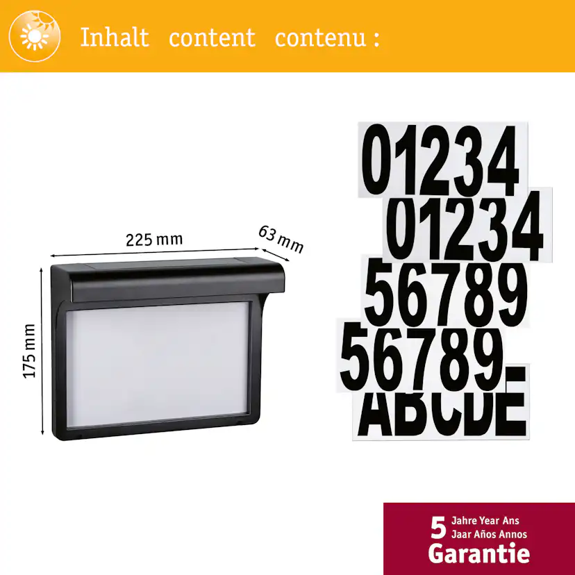 Fasadbelysning Solcell LED Paulmann DaytonII Lampa för husnummer IP44
