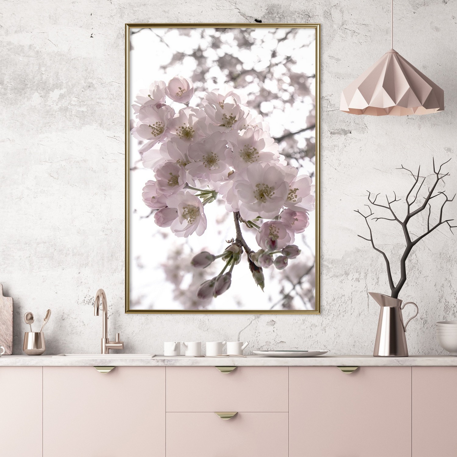 Affisch - Cherry Blossoms [Poster] 30x45 Guld ram, 30x45 cm
