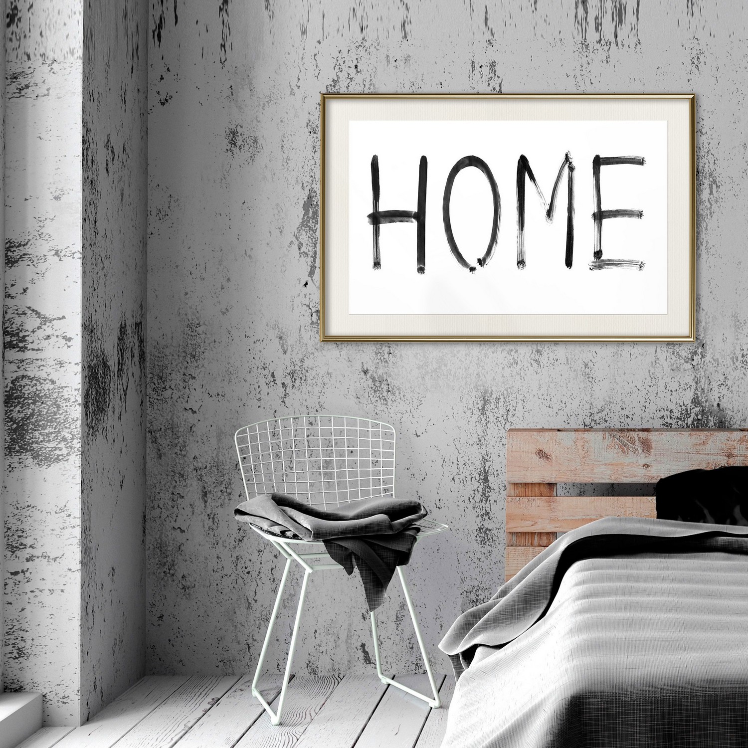 Affisch - Black Home [Poster] 60x40 Guld ram med passepartout, 60x40 cm