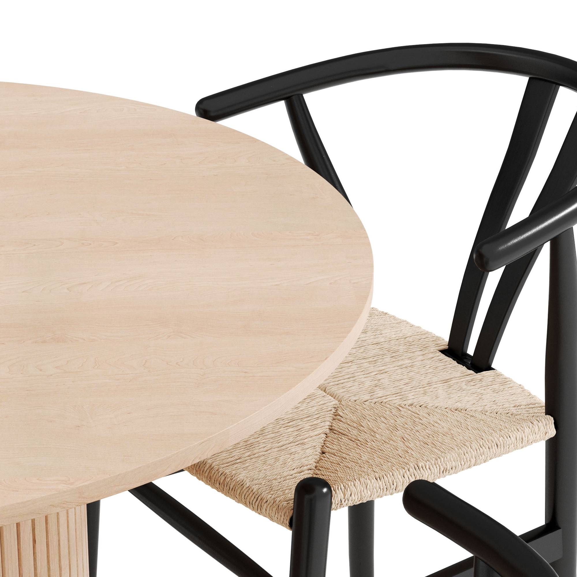 Matgrupp Bark Kopparbo Runt Matbord 106-156 cm Vit Ek Förlängningsbartt med 4Dastoori Matstol