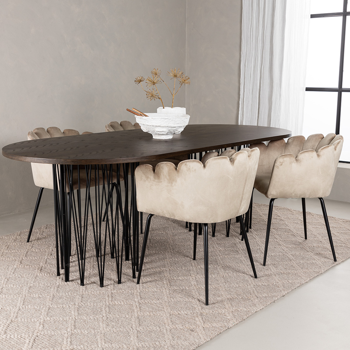 Matgrupp furniture/fashion Stone med 4 Limhamn Stolar
