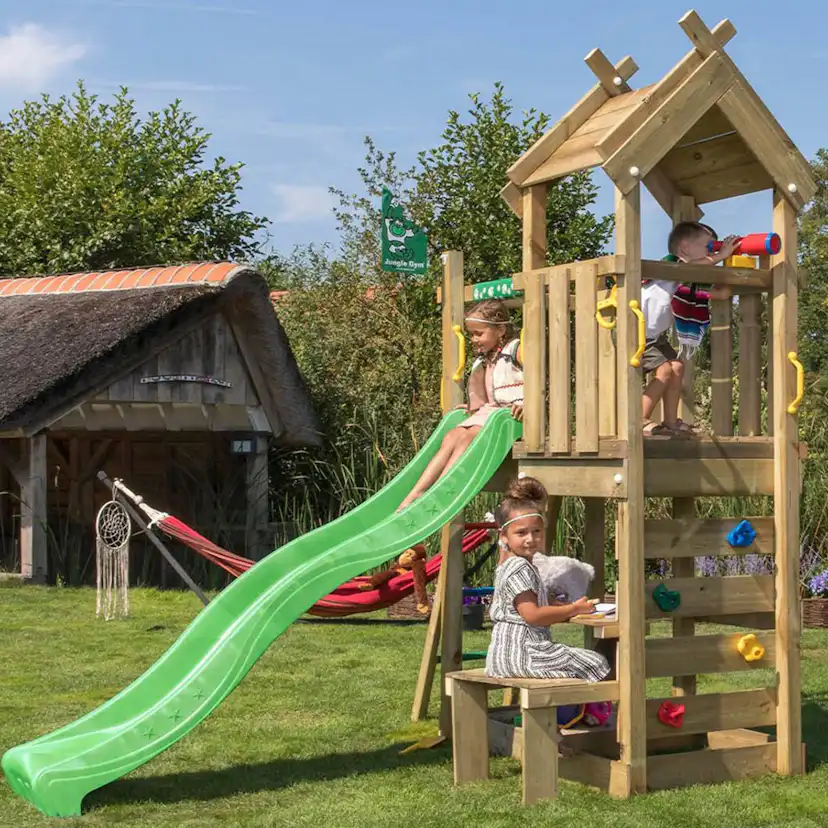 Jungle Gym Teepee lektorn komplett inkl. grön rutschkana Grön