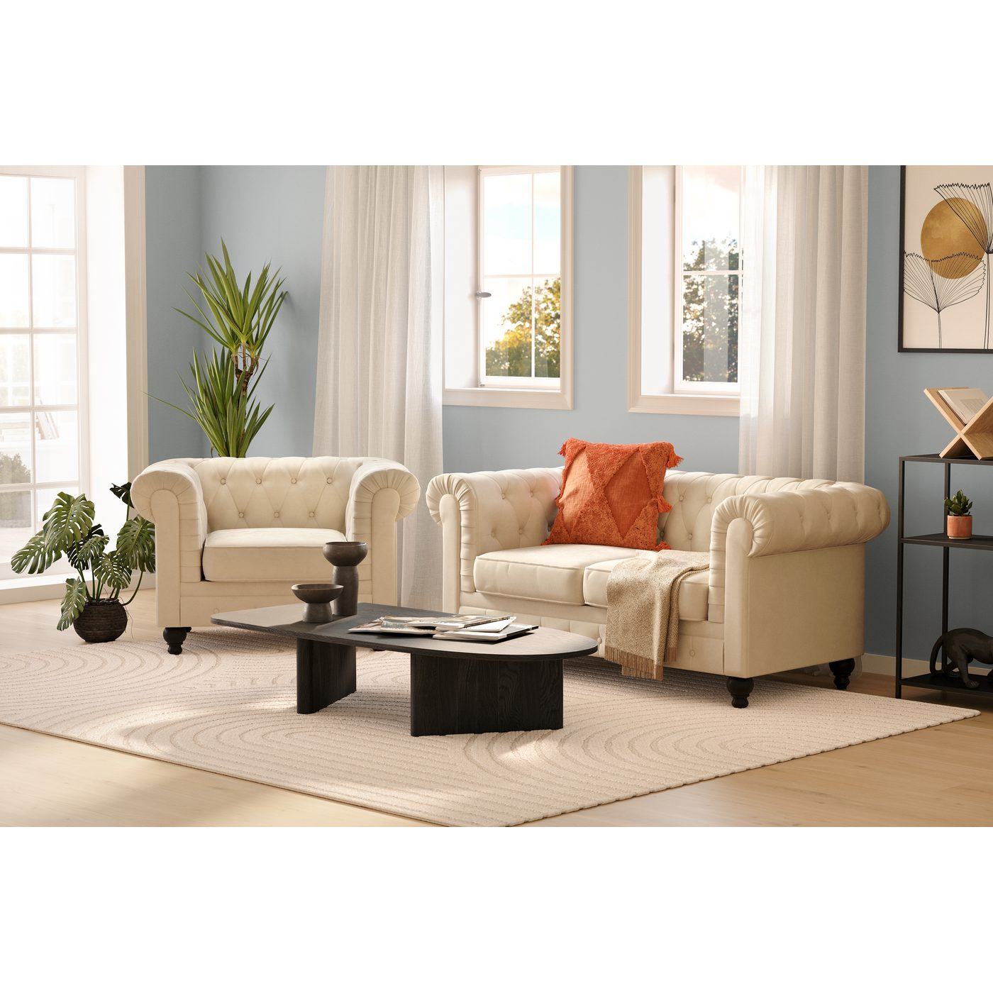 Soffa Manor House Chesterfield Lyx 2-sits Beige