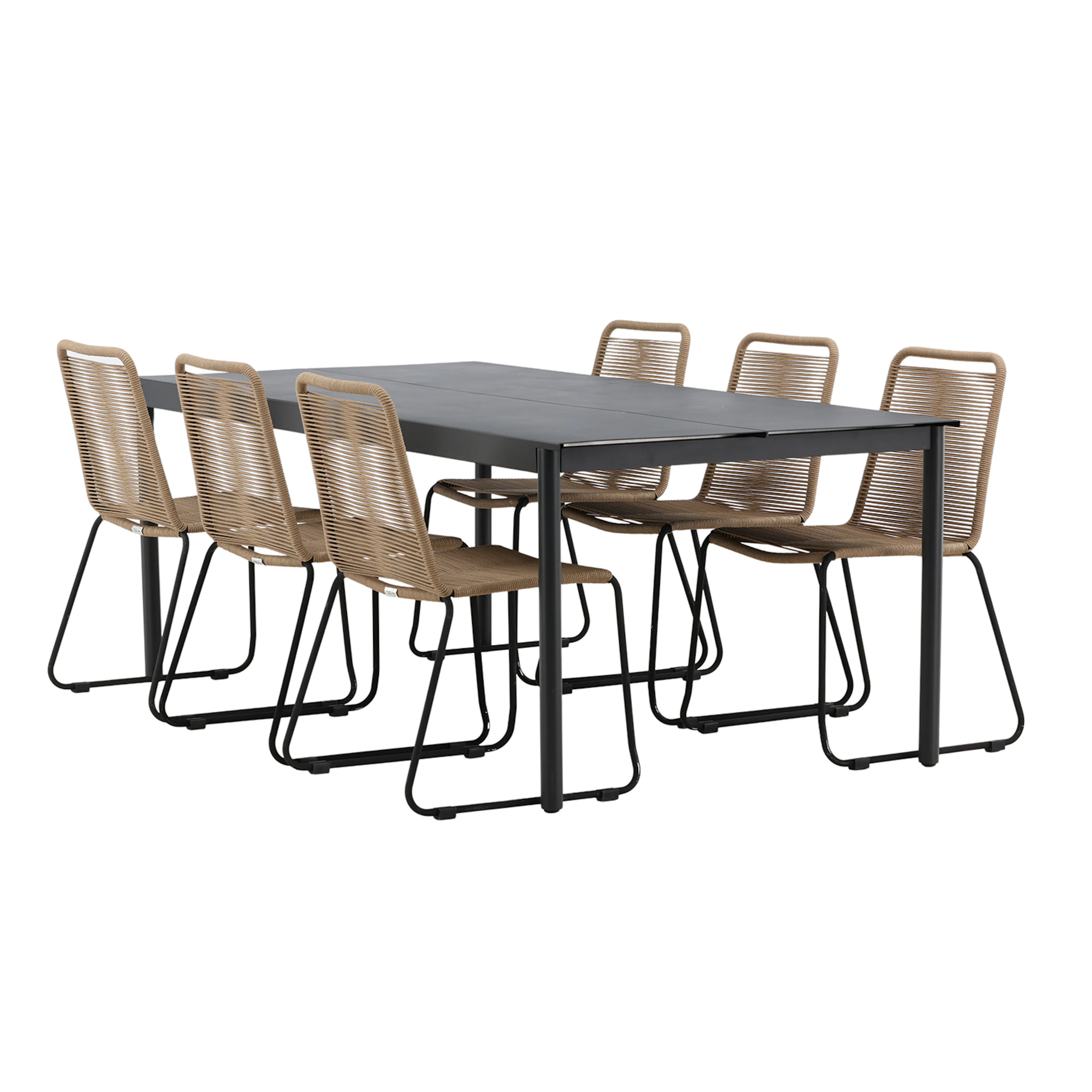 Modena - Dining Table- Black - Aluminium - 200*100cm _1+ Lin Svart/Brun
