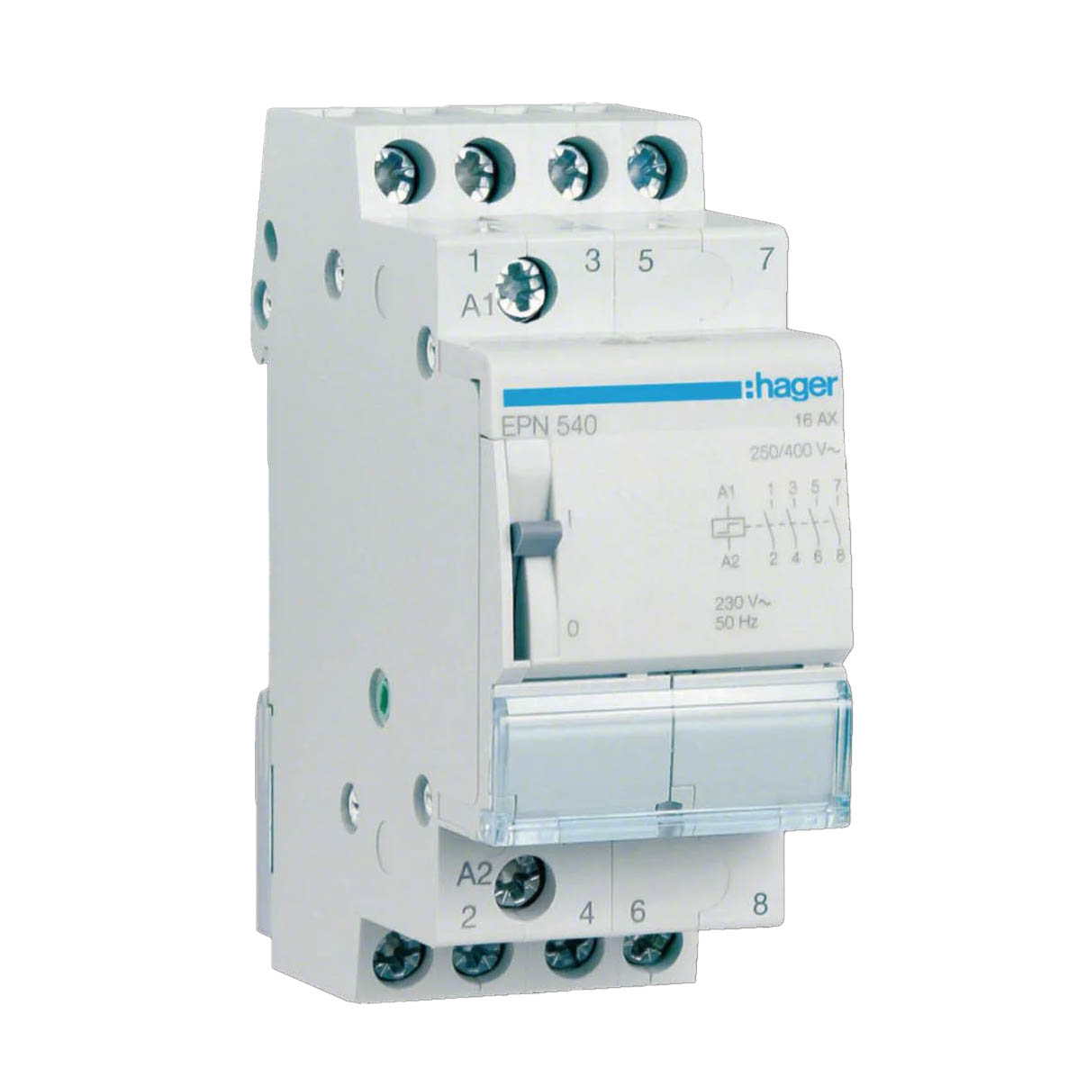 Impulsrelä Hager 1 Modul Spolspänning 230 V AC för Impulsstyrning upp till 16 A AC-7a