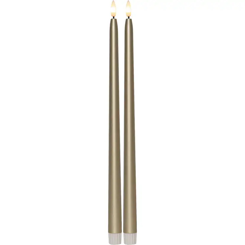 LED Antikljus 2-pack Flamme Metal Guld 39 cm Färg: Guld; Höjd 390 Mm