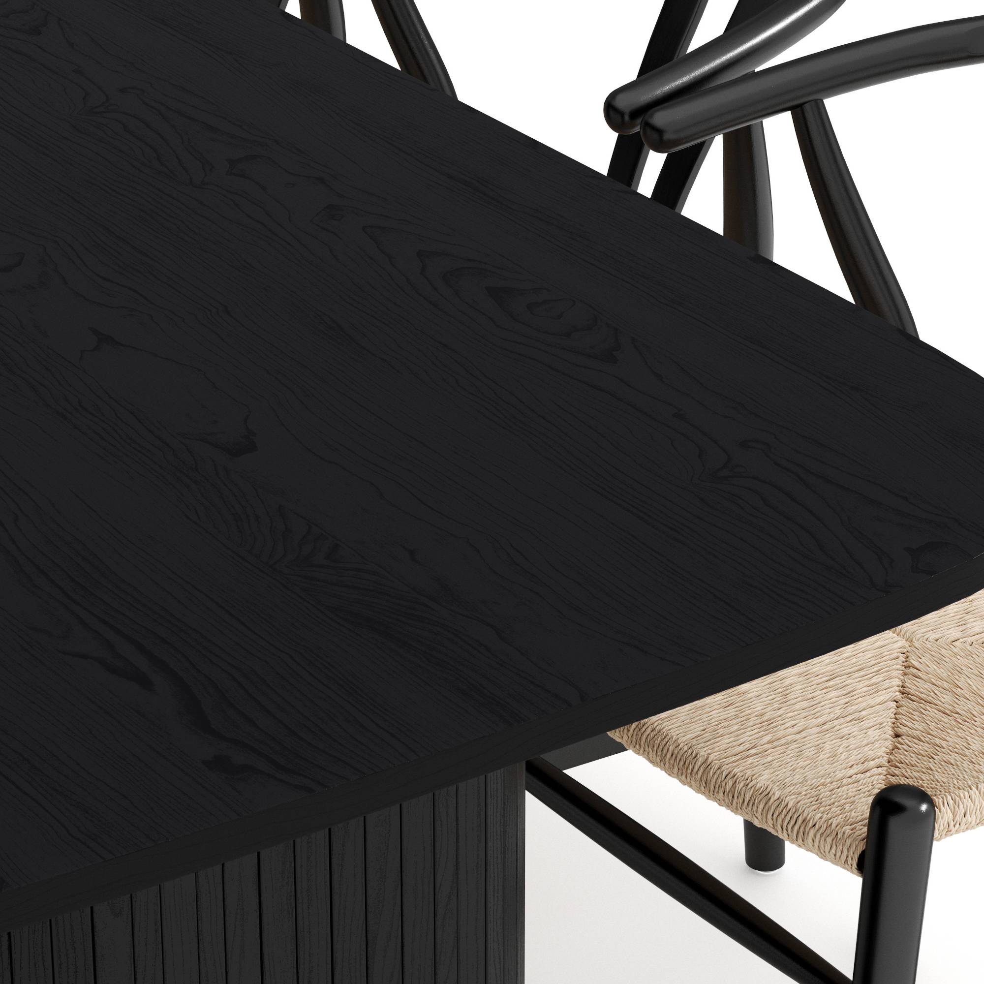 Matgrupp Bark Kopparbo Rektangulärt Matbord 200x90 cm med 6 Dastoori Matstol Svart