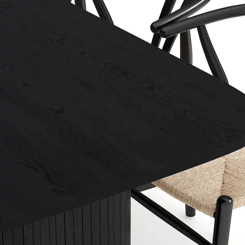 Matgrupp Bark Kopparbo Rektangulärt Matbord 200x90 cm med 6 Dastoori Matstol Svart