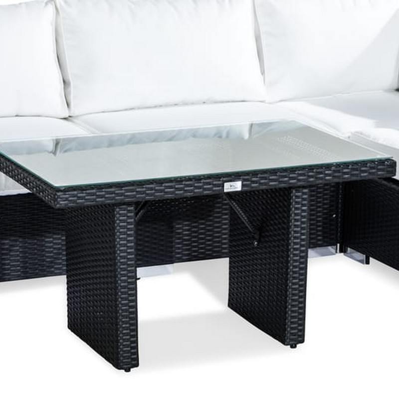 Loungegrupp Comfort Garden Bahamas 5-sits L-Soffa med Avslut och Utebord Utomhus