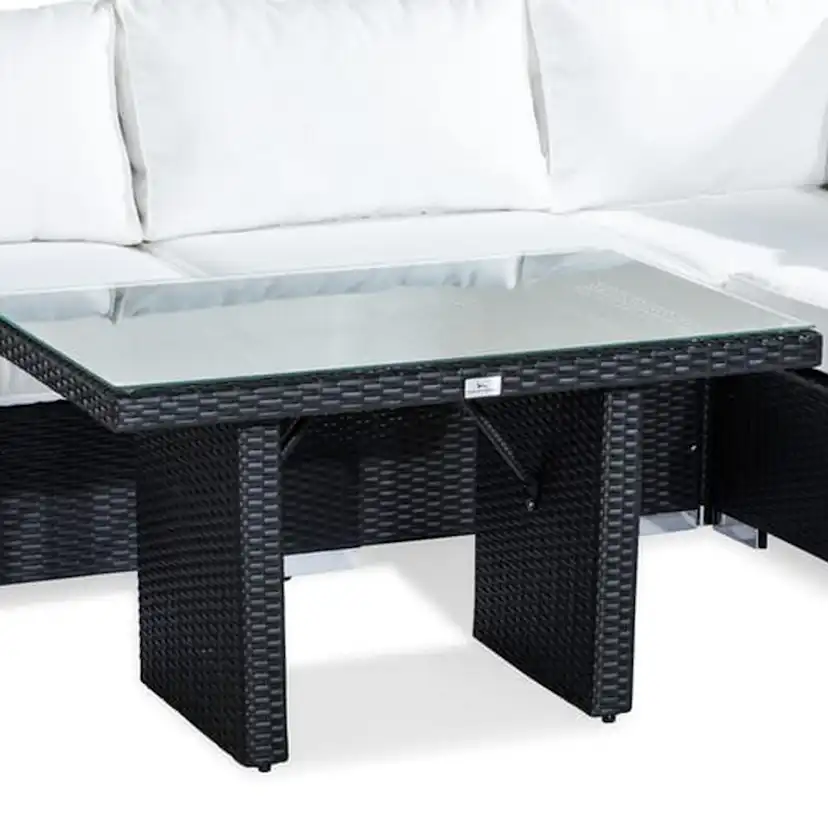 Loungegrupp Comfort Garden Bahamas 5-sits L-Soffa med Avslut och Utebord Utomhus