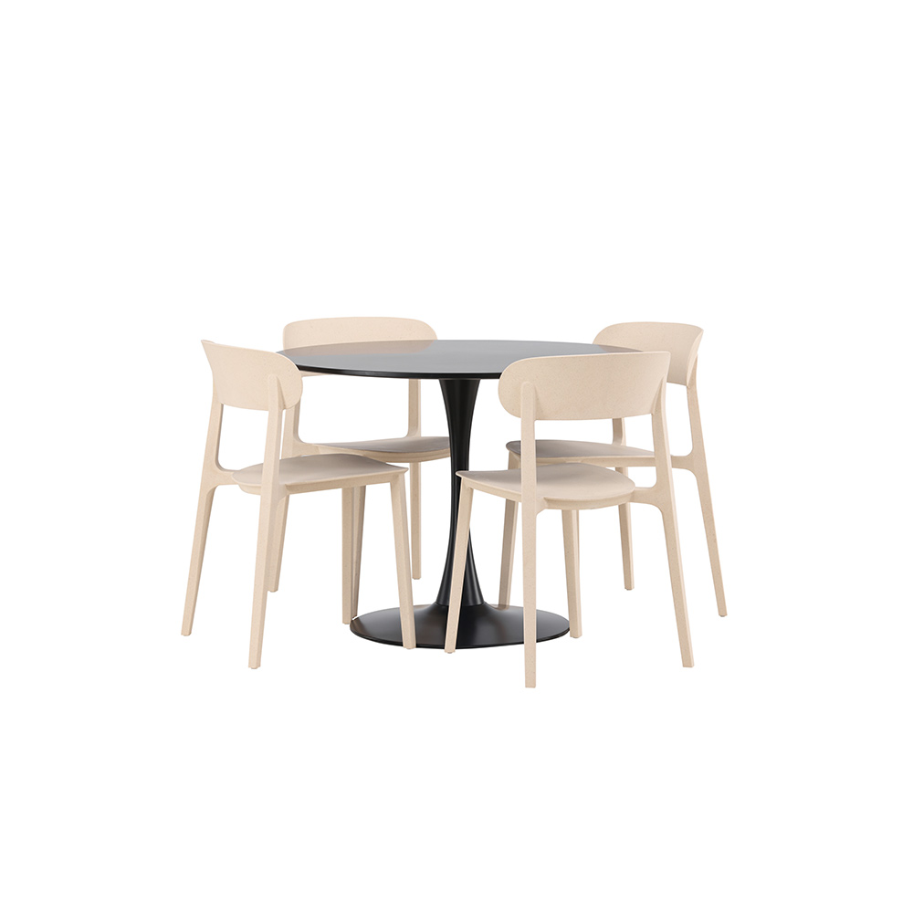 Matgrupp Venture Home Glade Ø 100 cm med 4 Åstol Stolar