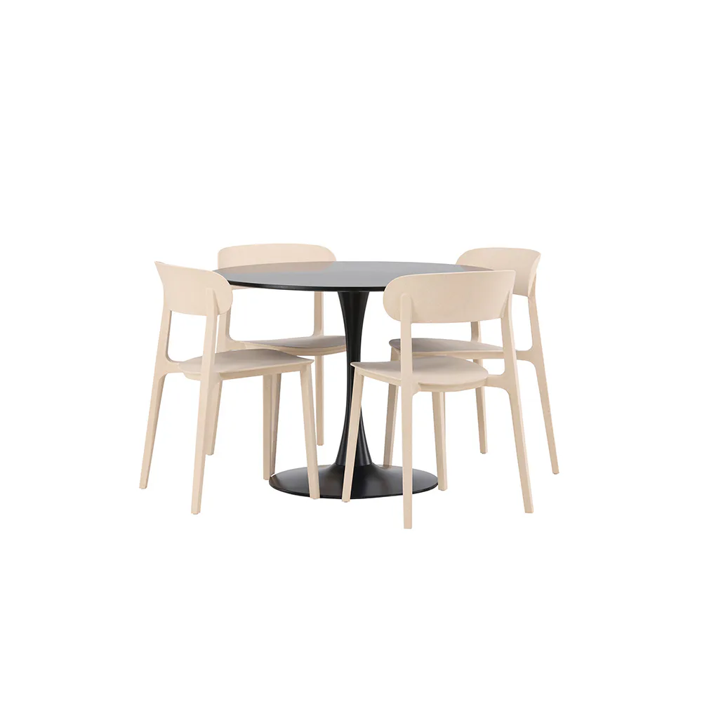 Matgrupp Venture Home Glade Ø 100 cm med 4 Åstol Stolar