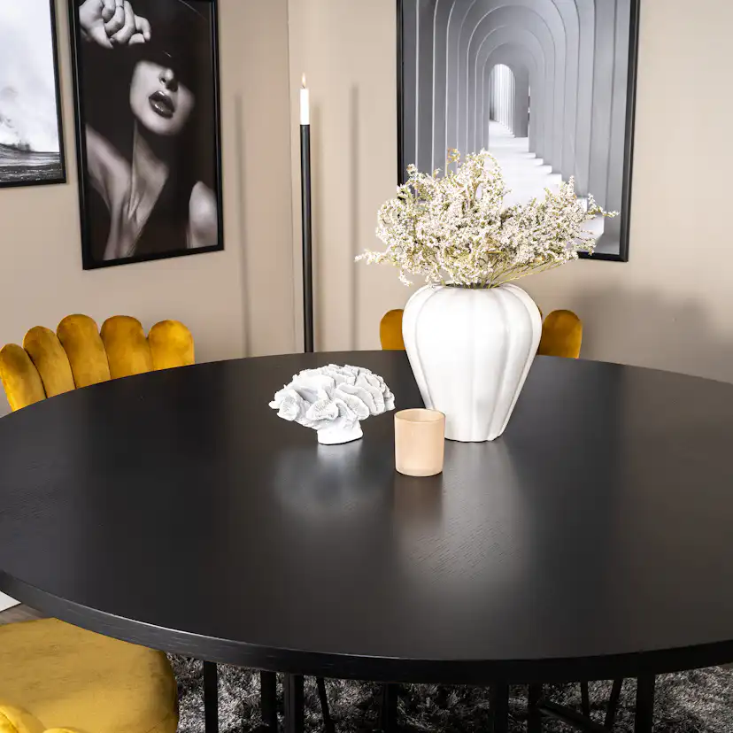 Matgrupp Venture Home Copenhagen med 6 Limhamn Light Guld Stolar