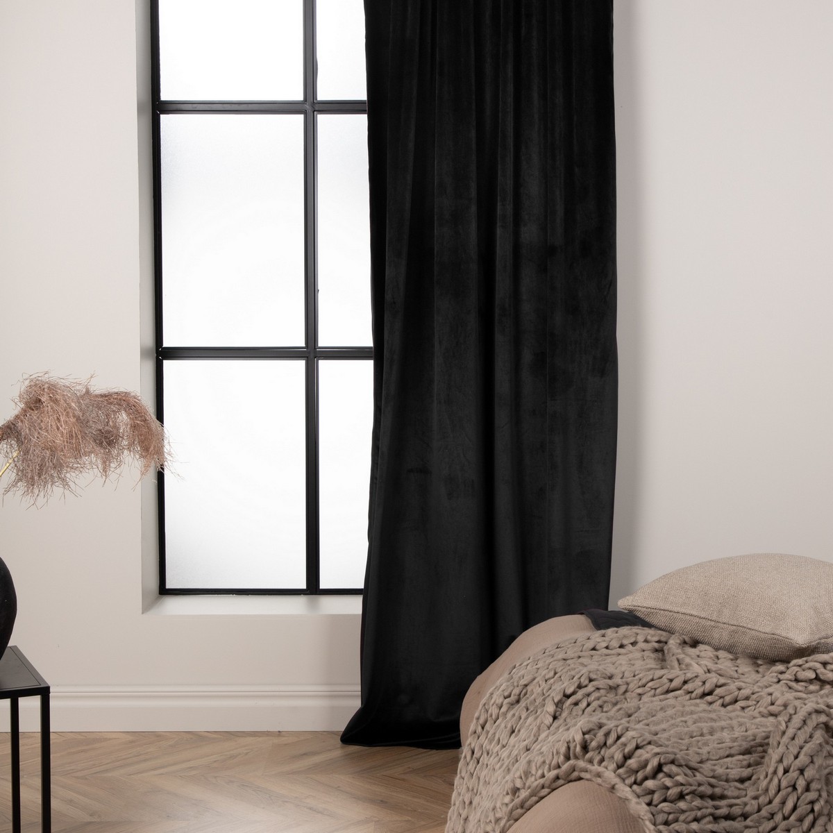 Mary Curtain Polyester/velvet - Black - 135*250 - Multi band Svart