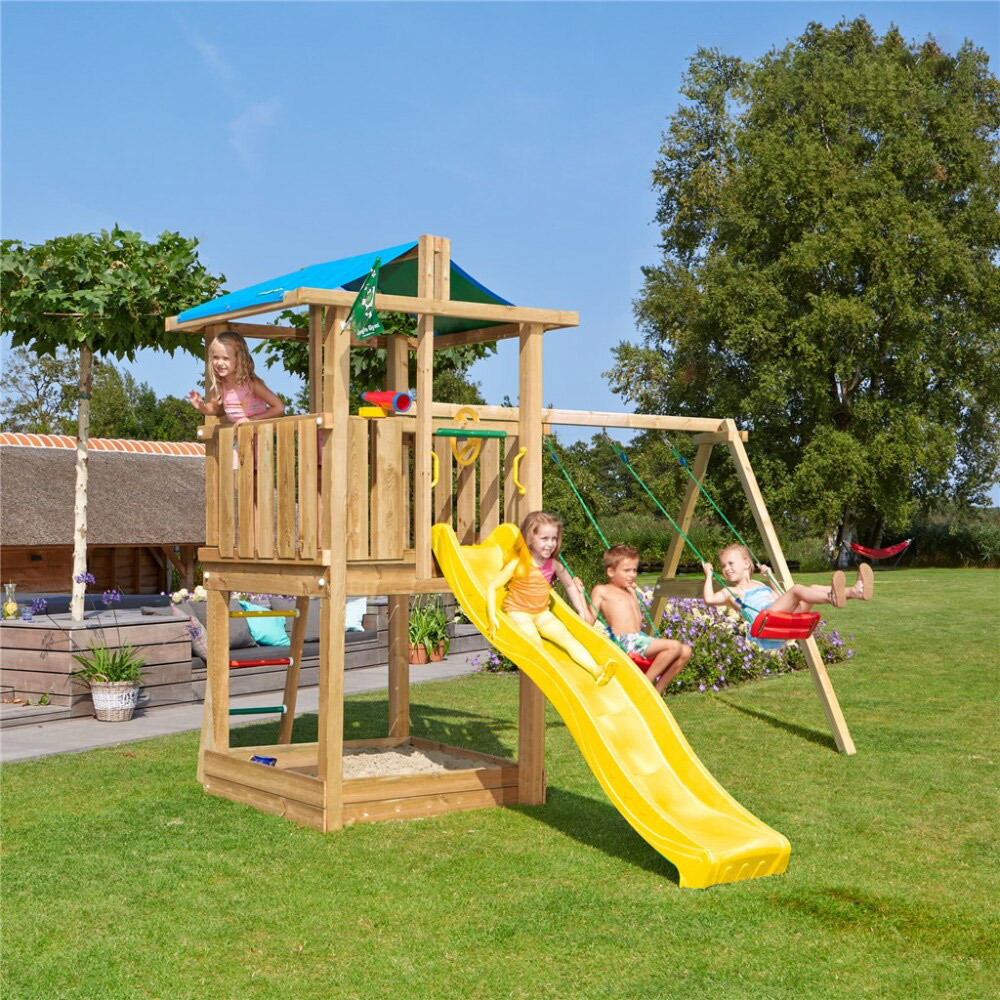 Lektorn Jungle Gym Hut inkl. Swing Modul X'tra och rutschkana