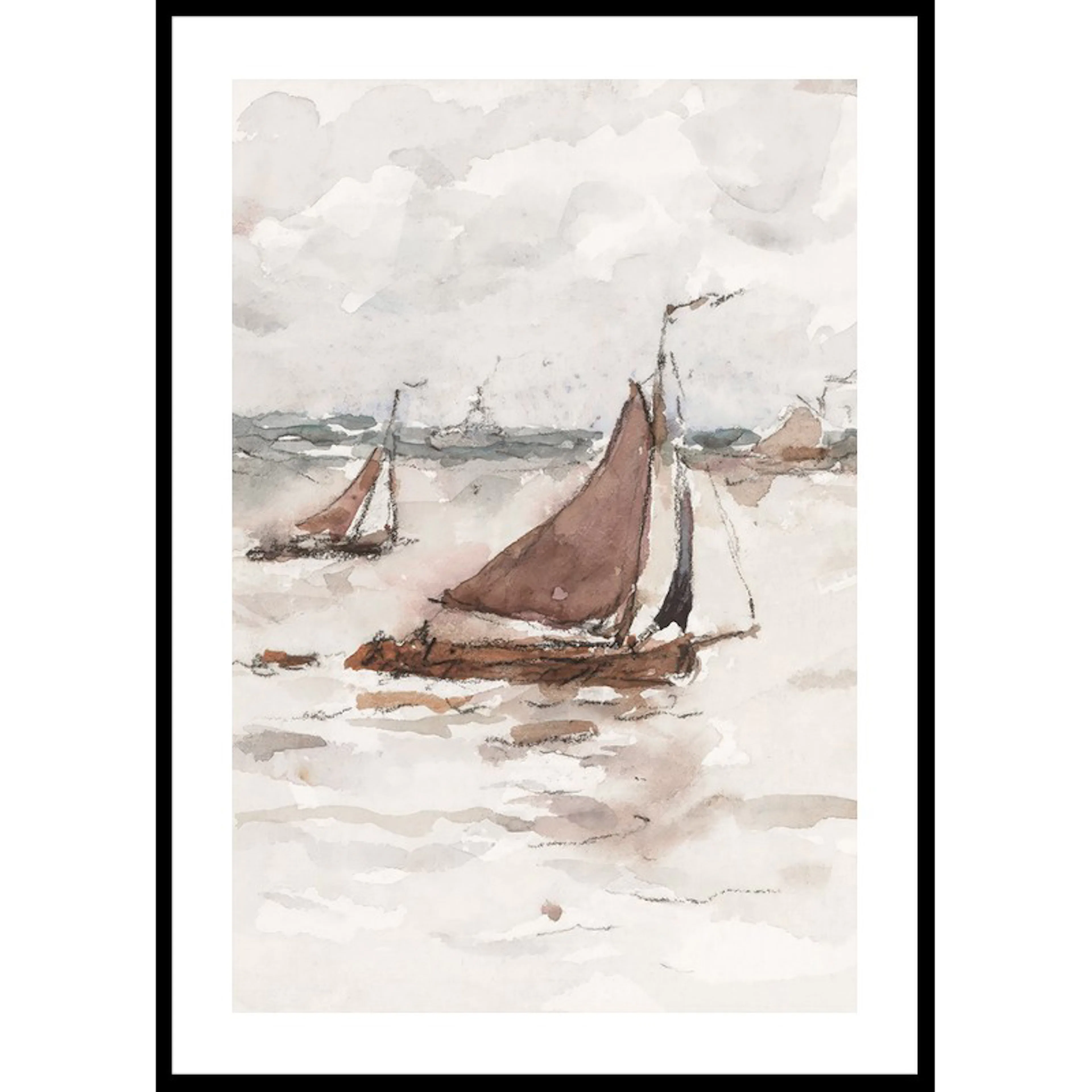 Zeilende Vissersschepen Op De Schelde By Carel Nicolaas Stor 30x40 cm